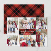 Karierte Rentier WeihnachtsCollage Feiertagskarte (Vorne/Hinten)