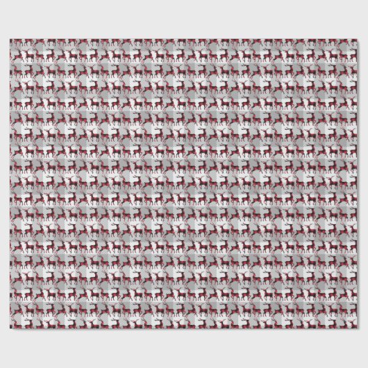 Karierte Rentiere in Rot und Schwarz Buffalo Weihn Geschenkpapier (Flach)