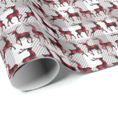 Karierte Rentiere in Rot und Schwarz Buffalo Weihn Geschenkpapier (Rolleneckpunkt)