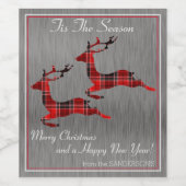 Karierte Rentiere Weinetikett (Einzelnes Label)