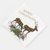Karierte Rentiers Frohe Weihnachten & Grünen Serviette (Ecke)