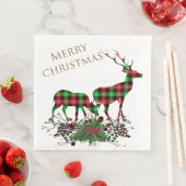 Karierte Rentiers Frohe Weihnachten & Grünen Serviette (Beispiel)