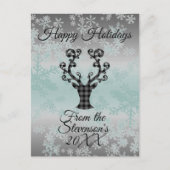 Karierte Rentierschneeflocken Weihnachten Personal (Vorderseite)