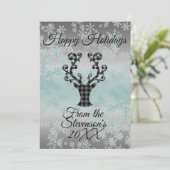 Karierte Rentierschneeflocken Weihnachten Personal (Stehend Vorderseite)