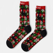 Karierte Rentiersocken "Happy Holidays" mit indivi Socken (Linkes Detail)