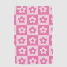 Karierte Retro-Blumen in Hot Pink und Weiß