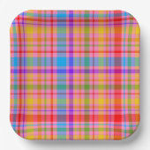 Karierte Retro-Teller mit Inspiriertem Muster in P Pappteller (Vorderseite)