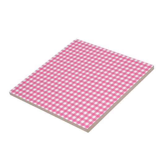 Karierte, rosa und weiße Keramik Fliese (Seite)