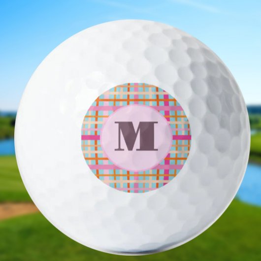 Karierte, rosafarbene, benutzerdefinierte Monogram Golfball