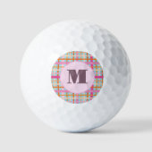Karierte, rosafarbene, benutzerdefinierte Monogram Golfball (Vorderseite)