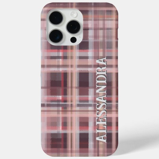 Karierte, rosafarbene, rosafarbene Streifen Case-Mate iPhone Hülle (Rückseite)