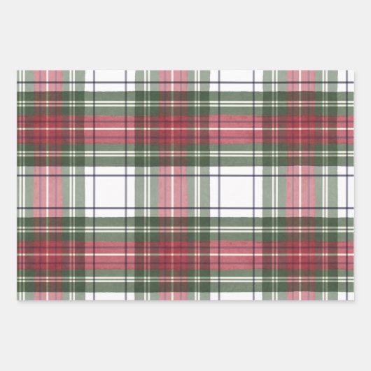 Karierte Rot-Grün-Wrackpapier-Blätter Geschenkpapier Set (Vorderseite 3)