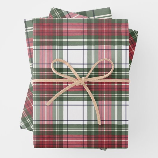 Karierte Rot-Grün-Wrackpapier-Blätter Geschenkpapier Set (Beispiel)