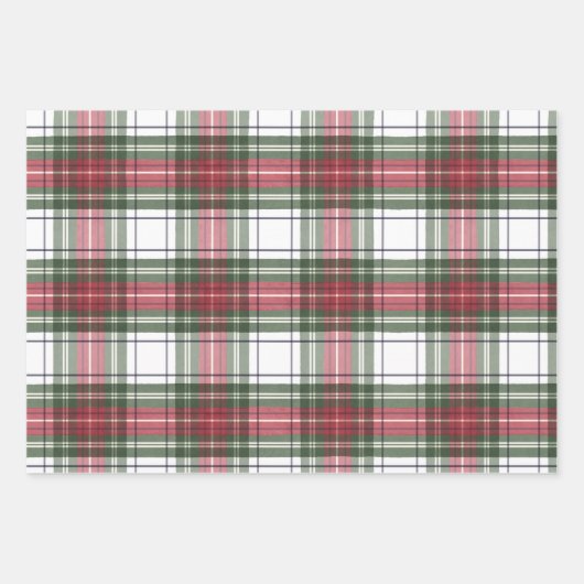 Karierte Rot-Grün-Wrackpapier-Blätter Geschenkpapier Set (Vorderseite)