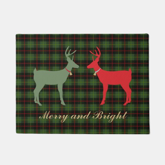 Karierte Rot- und Grüne Merry und Helle Rentier Fußmatte (Vorderseite)