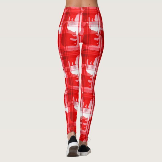 Karierte rote Bärenmuster Leggings (Rückseite)