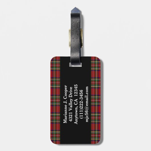 Karierte rote Designmarken Gepäckanhänger (Rückseite vertikal)