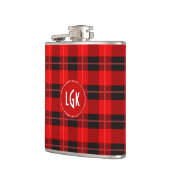 Karierte rote geometrische Muster Monogramm Weißak Flachmann (Links)