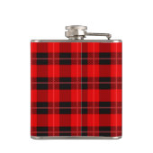 Karierte rote geometrische Muster Monogramm Weißak Flachmann (Rückseite)