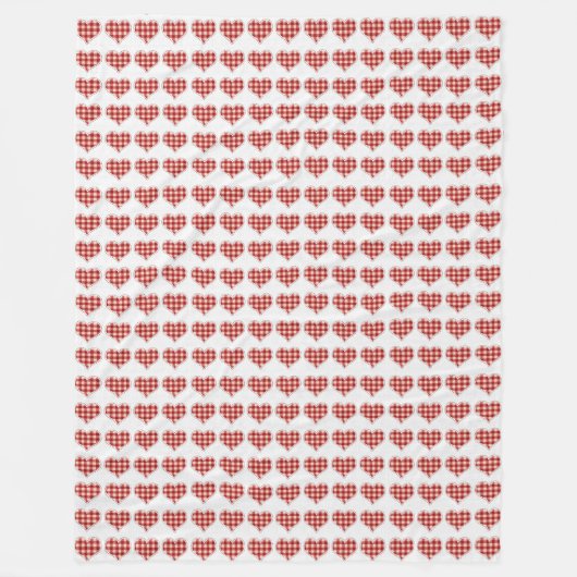 Karierte rote Herz-Muster Dotty Fleecedecke (Vorderseite)