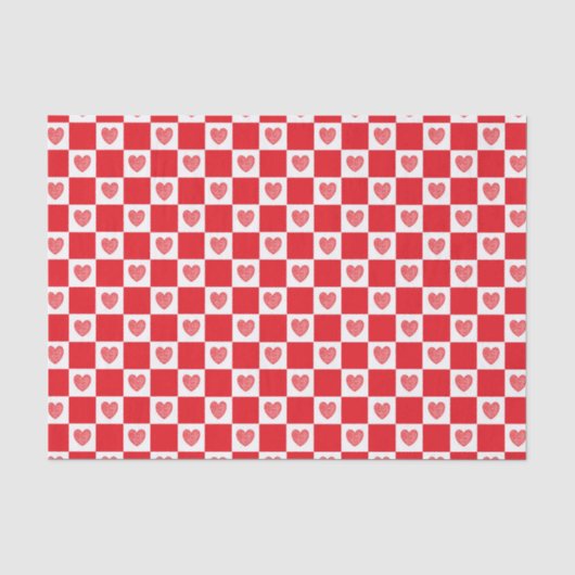 Karierte rote Herzen Seidenpapier (Vorderseite)