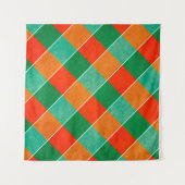 Karierte rote und grüne Tartan-Muster Wandteppich (Vorderseite (Horizontal))