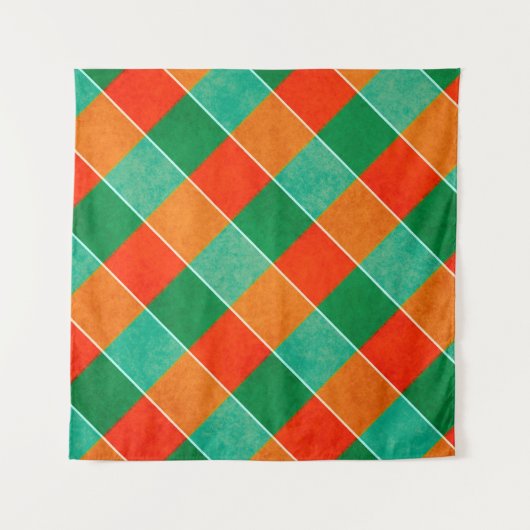 Karierte rote und grüne Tartan-Muster Wandteppich (Vorderseite)