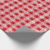 Karierte rote weiße Spitze Schachbrettmuster Weihn Geschenkpapier (Ecke)