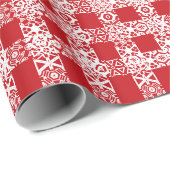 Karierte rote weiße Spitze Schachbrettmuster Weihn Geschenkpapier (Rolleneckpunkt)