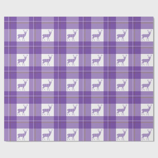 Karierte Rotwild Geschenkpapier (Flach)