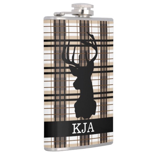 Karierte Rotwild-Silhouette-Flasche Flachmann (Rechts)