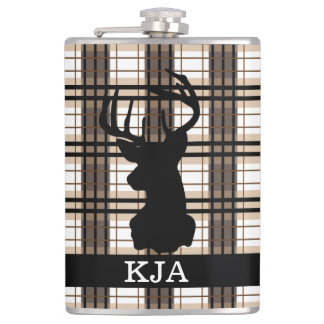 Karierte Rotwild-Silhouette-Flasche Flachmann
