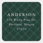 Karierte Rücksendeadresse-Etikett gebürstet Quadratischer Aufkleber (Vorderseite)