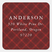 Karierte Rücksendeadresse-Etikett gebürstet Quadratischer Aufkleber (Vorderseite)