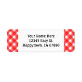 Karierte Rücksendeadressen-Aufkleber in Red White (Vorne)