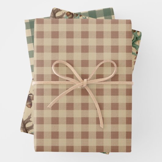 Karierte Rustikale Deckenwickelpapierblätter Geschenkpapier Set (Beispiel)