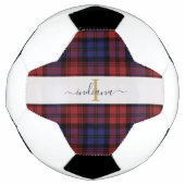 Karierte Rustikale Monogram Script Tartan Fußball (Vorderseite)
