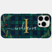 Karierte Rustikale Monogram Script Wreath Tartan Case-Mate iPhone Hülle (Rückseite (Horizontal))