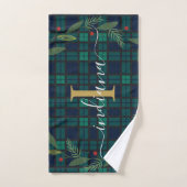Karierte Rustikale Monogram Script Wreath Tartan Handtuch (Handtuch)