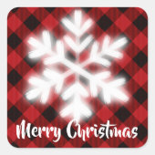 Karierte Rustikale Rot-Schwarz-Schneeflocke Quadratischer Aufkleber (Vorderseite)