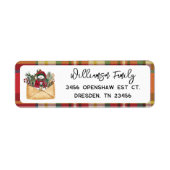 Karierte rustikale Script Holidays Rücksendeadress (Vorne)