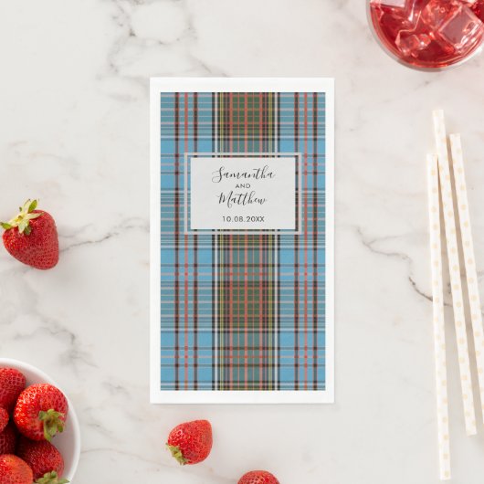 Karierte rustikale Script Wedding Tartan Serviette (Beispiel)