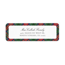 Karierte rustikale Tartan Rote Rücksendeadresse