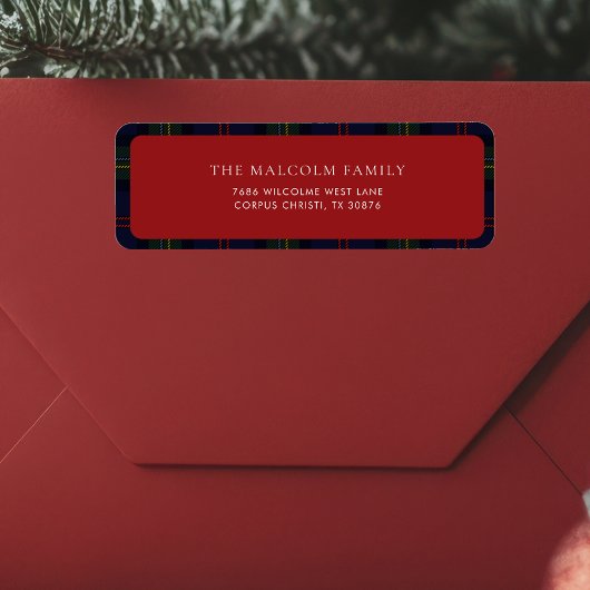 Karierte rustikale Tartan-Rücksendeadresse