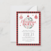 Karierte Rustikale Weihnachtsfeier Mitteilungskarte (Vorderseite)