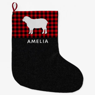 Karierte Schafe, Personalisiert Großer Weihnachtsstrumpf