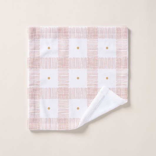 Karierte Schlaganfälle Badhandtuch Set (Waschlappen)