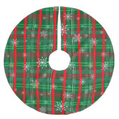 Karierte Schneeflocke Classic Green & Red Polyester Weihnachtsbaumdecke (Vorderseite)