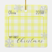 Karierte Schneeflocke für Kleinkind Keramikornament (Rückseite)