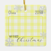 Karierte Schneeflocke für Kleinkind Keramikornament (Vorderseite)